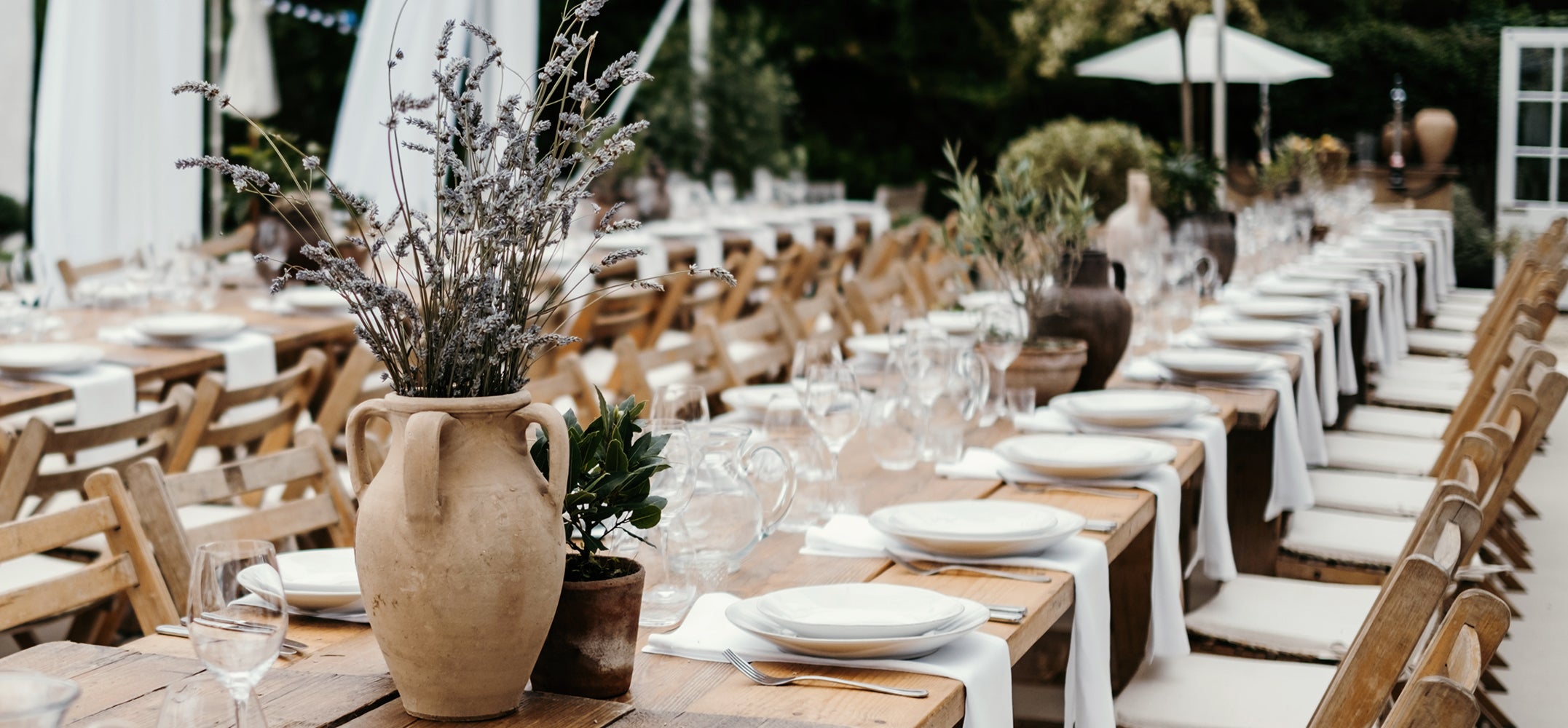 Tuscan inspired Wedding in South West England using Kiln's antique pottery pot prop hire service