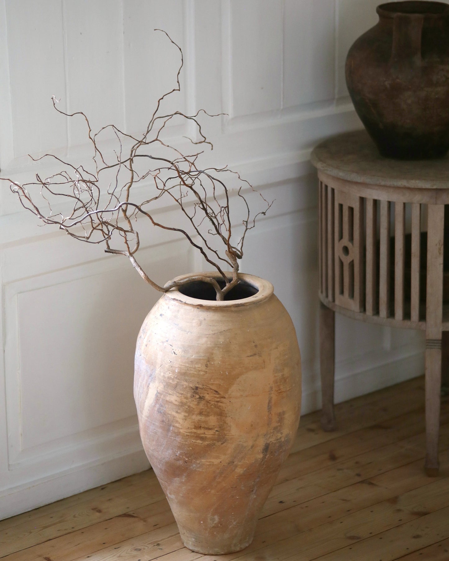 Patina of terracotta olive pot