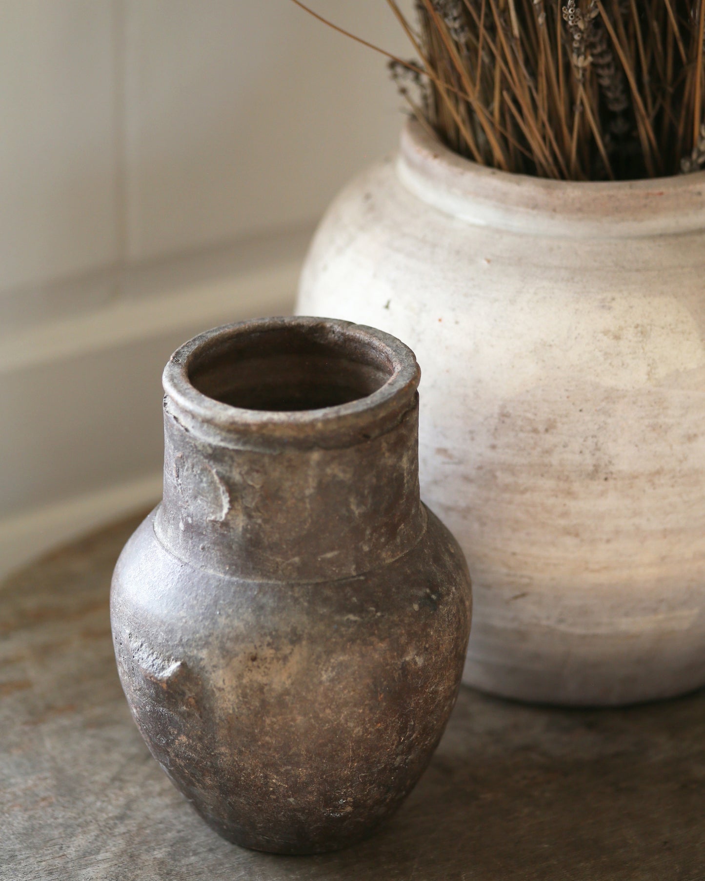 Black terracotta pot with rustic finish