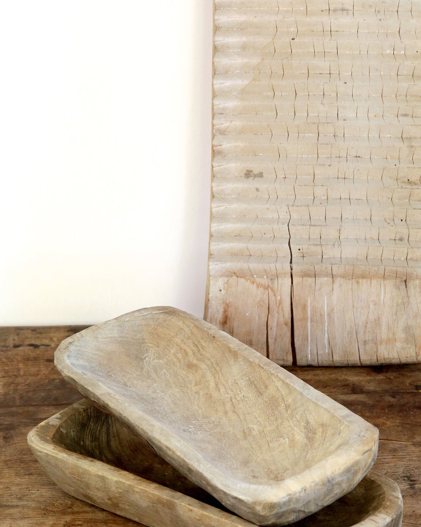 Wooden washboard shown styled with wooden accessories