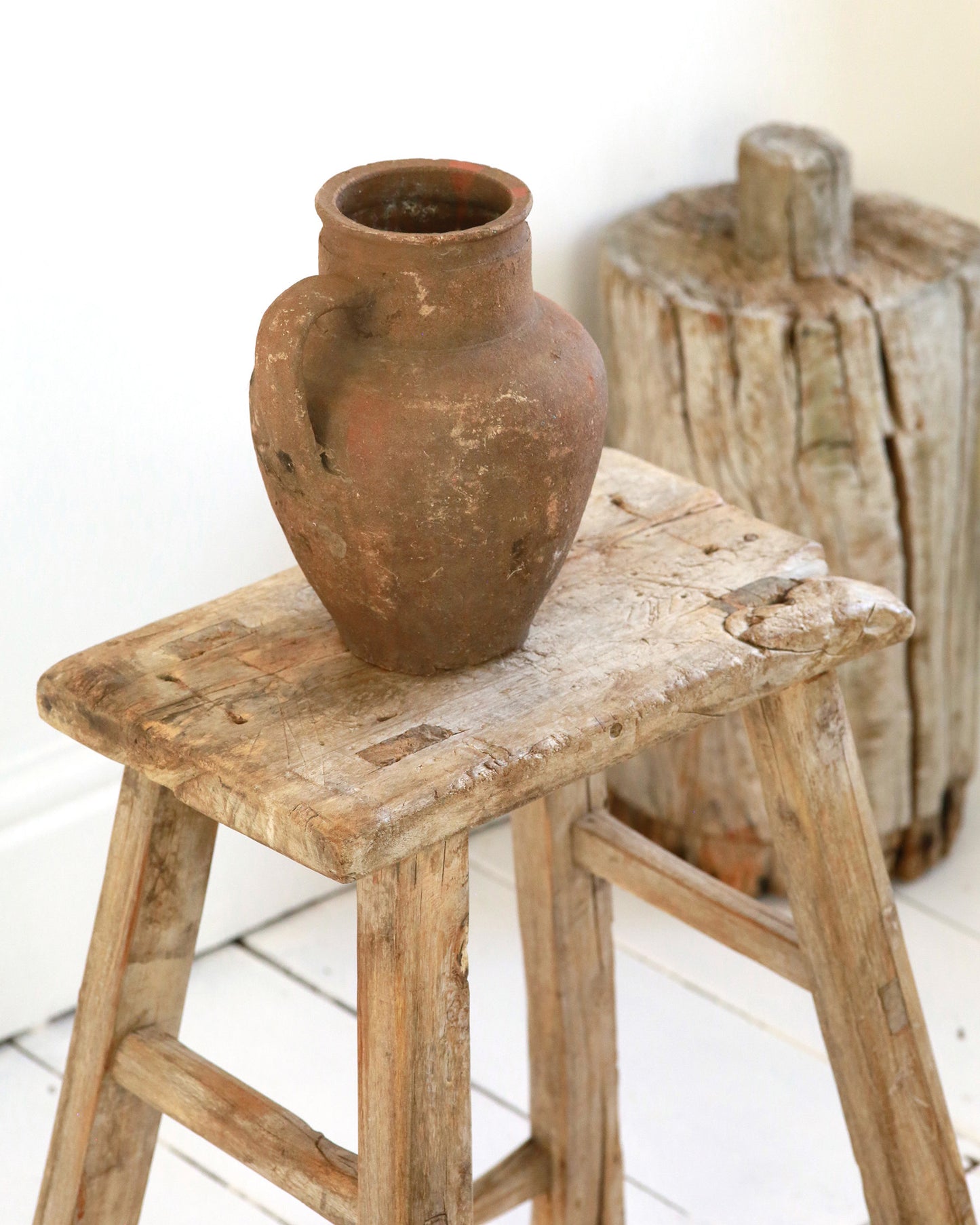 Rustic elm wood side table