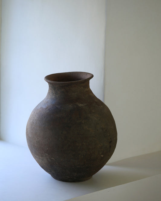 Almost black, super dark antique wabi sabi style pottery