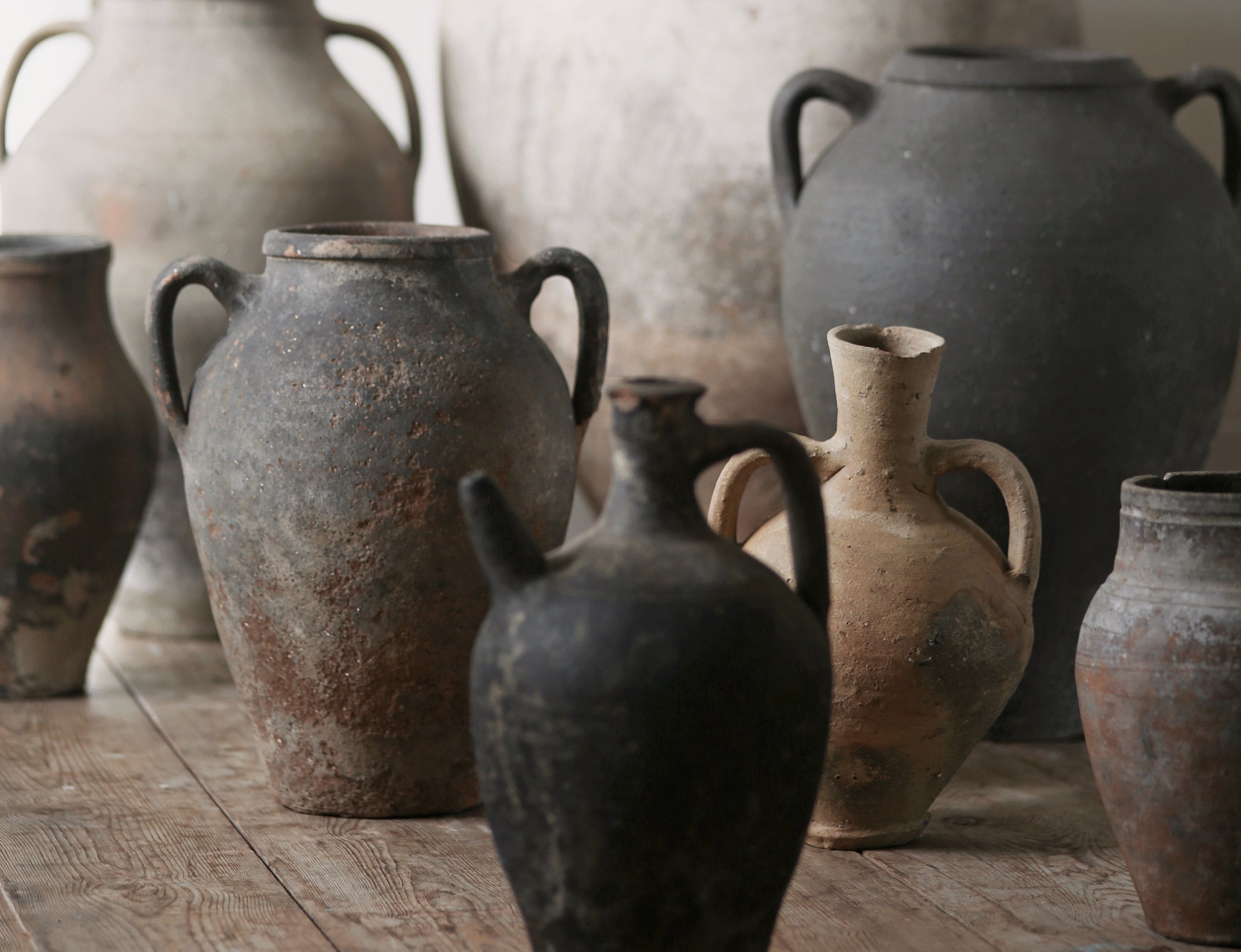 Kiln collection of wabi sabi rustic decorative pottery and vases