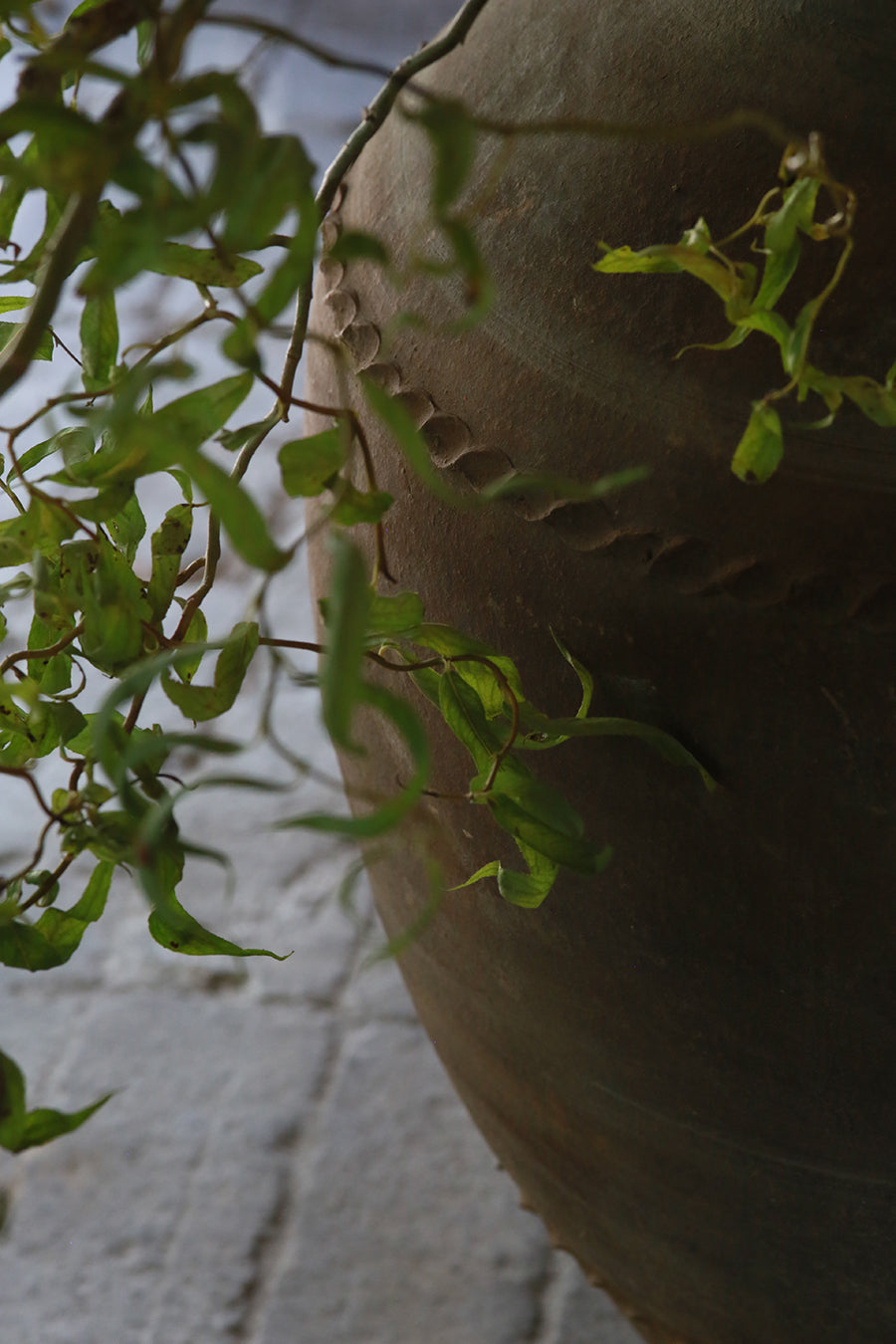 Ornamental garden urn, artisan made terracotta pot with ribbed moulding detail