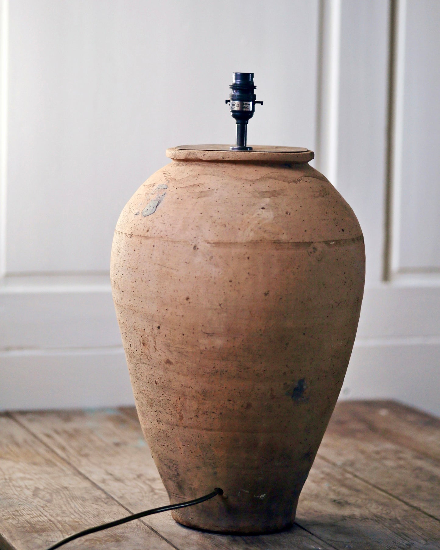 Converted lamp from antique Turkish terracotta clay pot