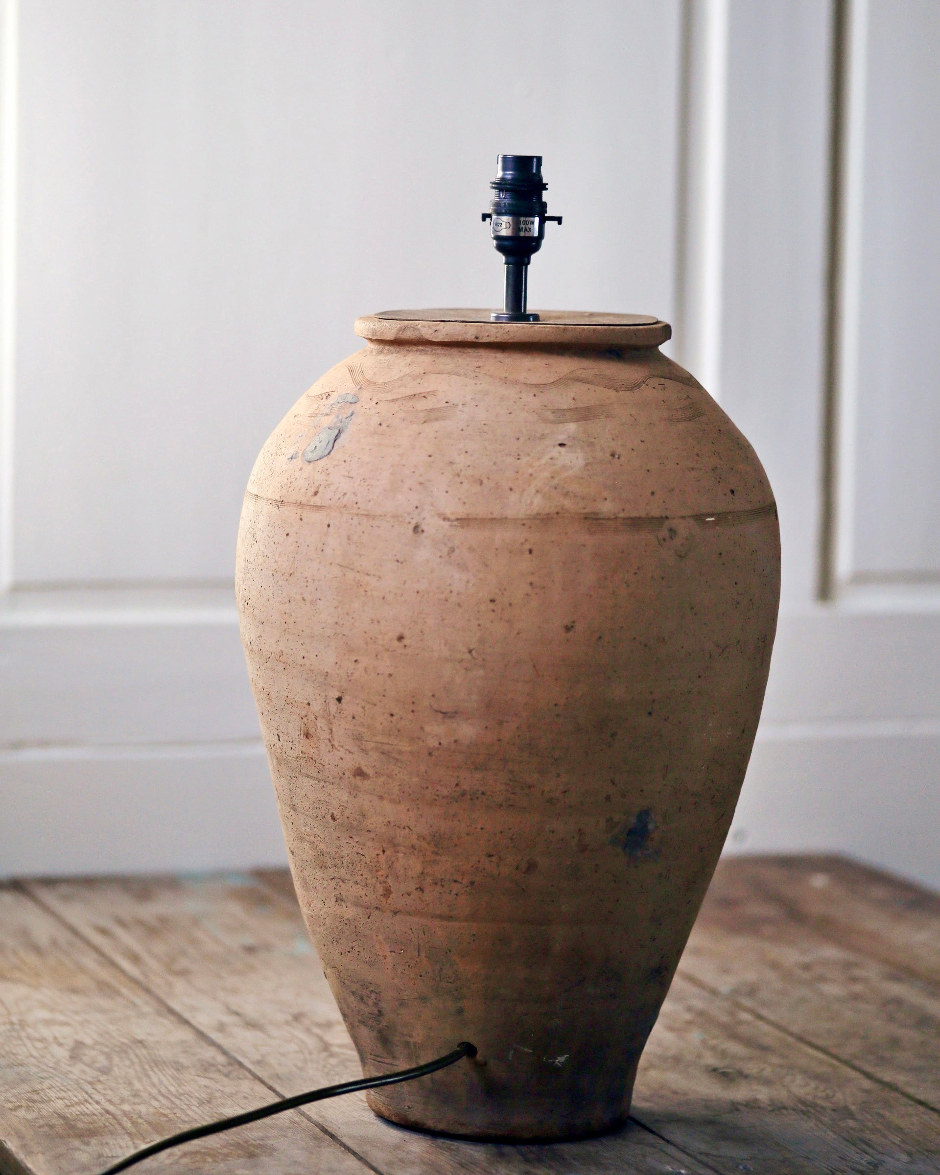 Converted lamp from antique Turkish terracotta clay pot