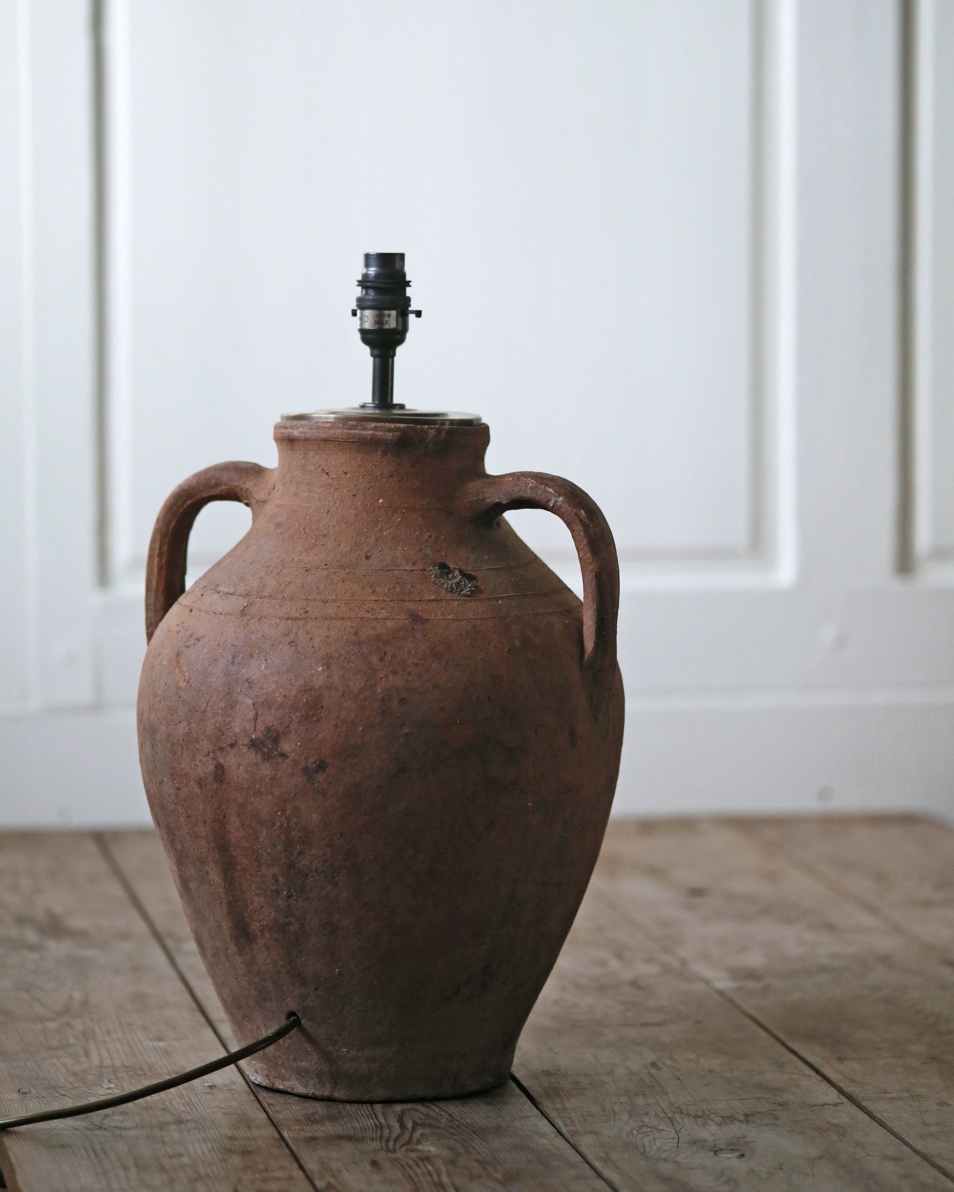 Organic unique lamp base made from antique Turkish pottery
