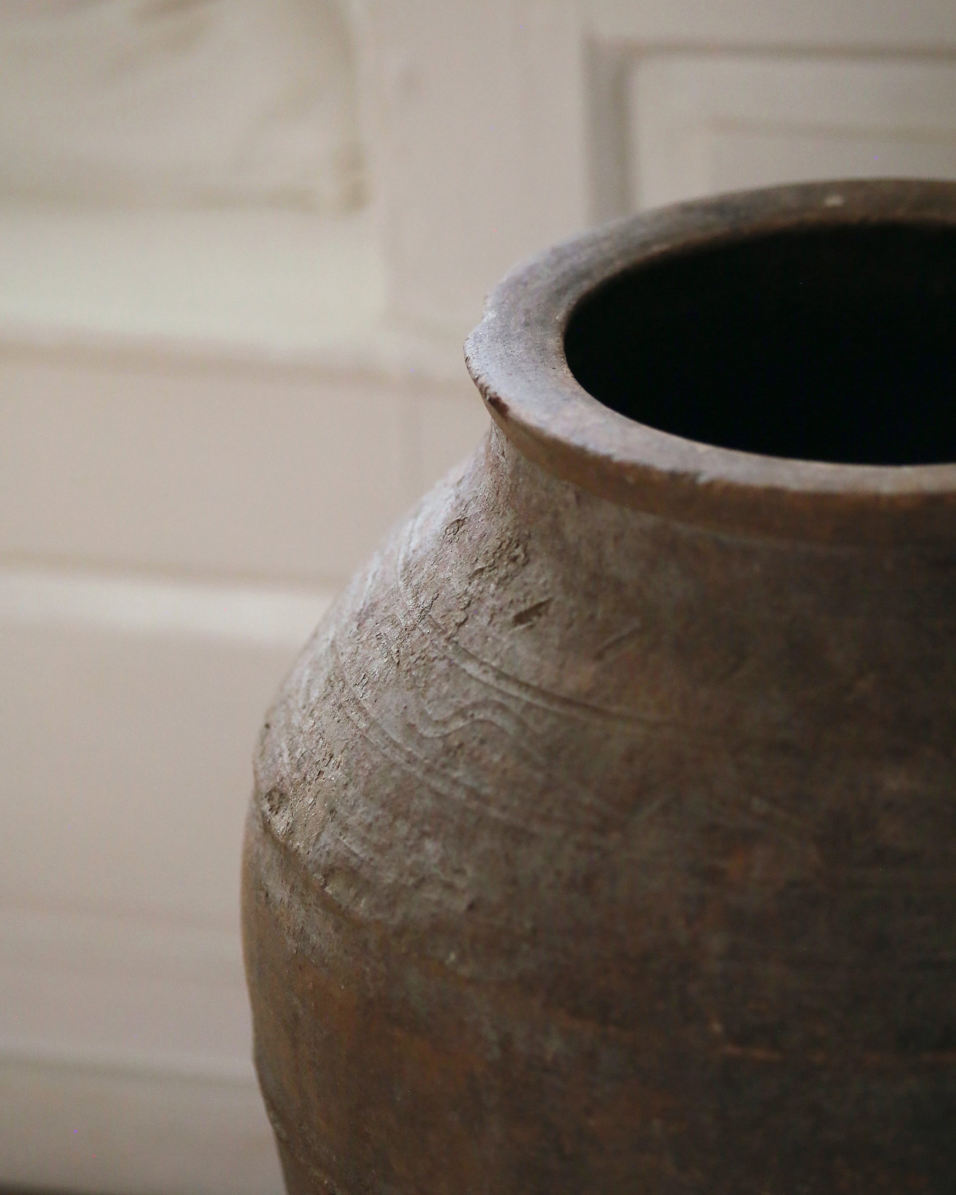 Authentic detail of dark pot
