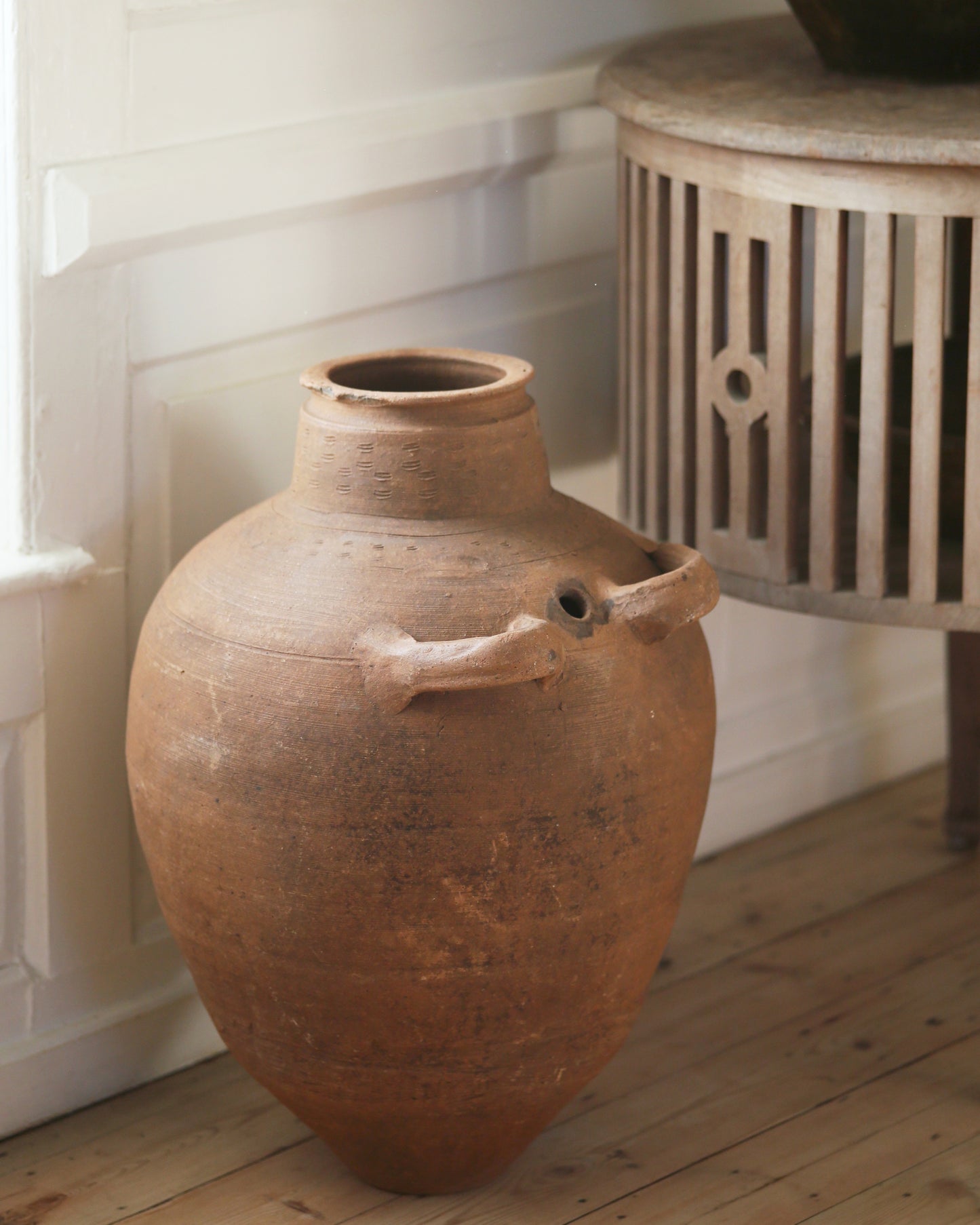Large floor standing olive pot with traditional handles