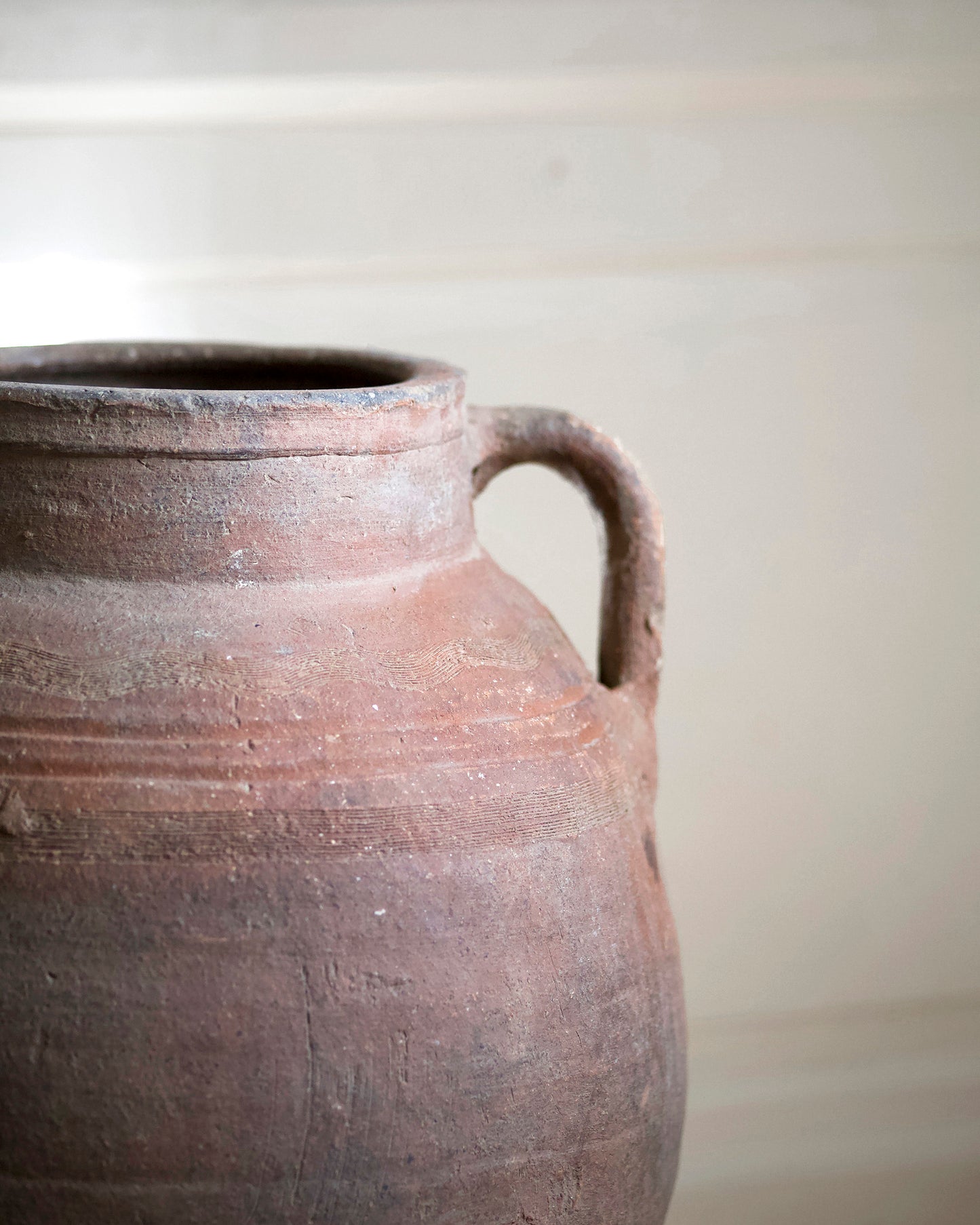 Antique patina of original olive pot