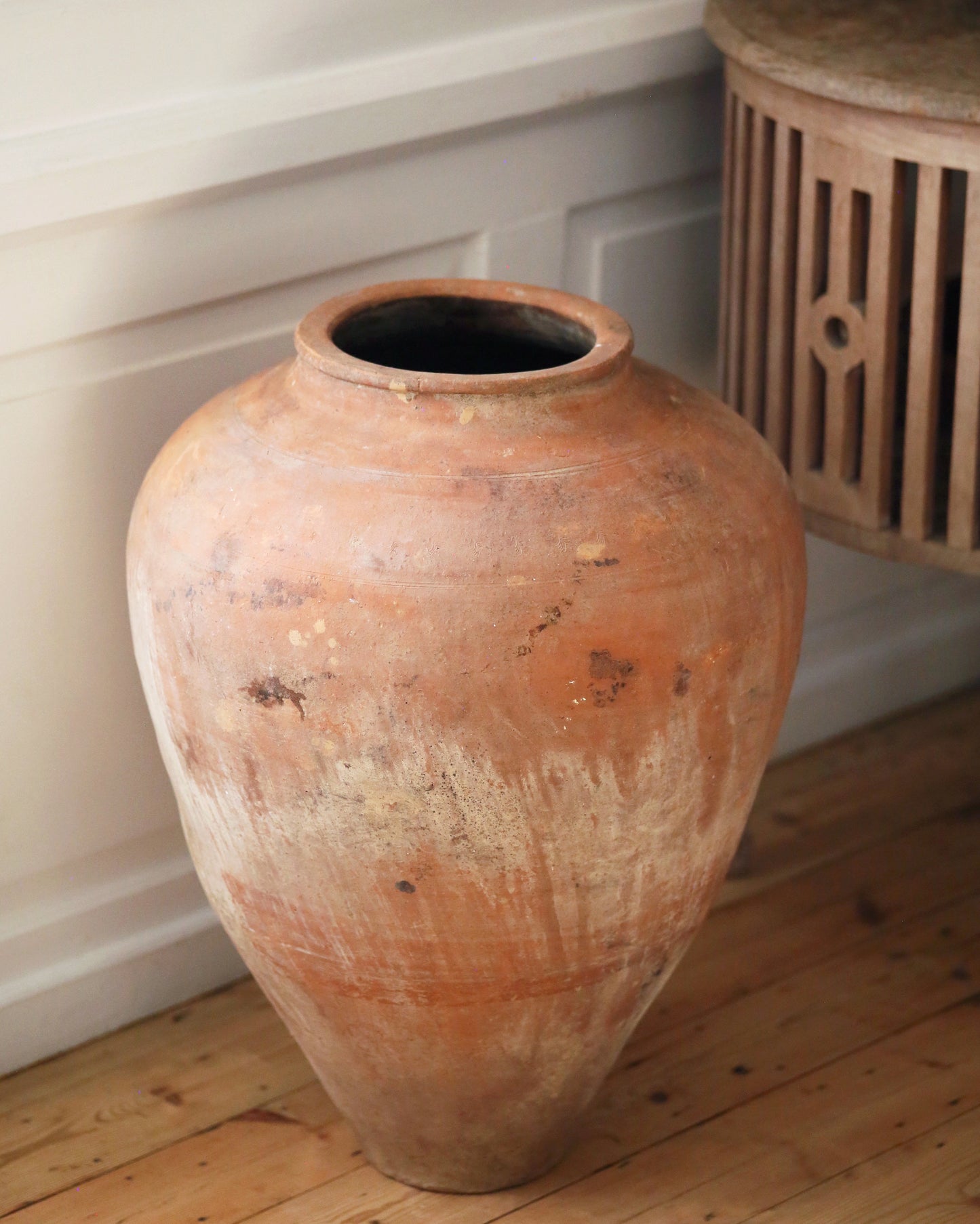 Asian inspired antique olive pot