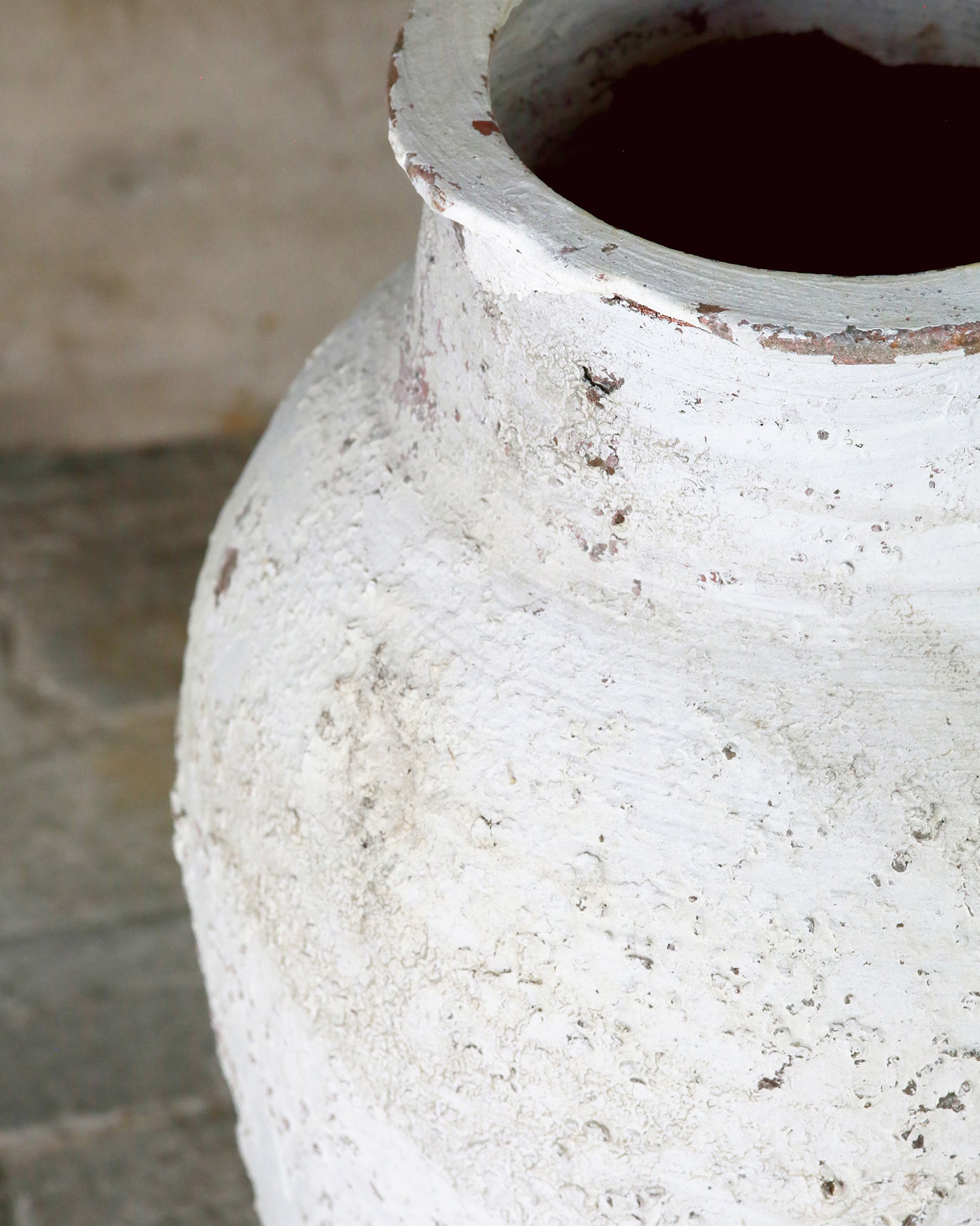 Flaked paint finish to original Turkish urn