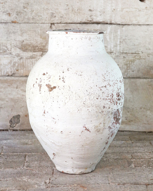 White painted original Mediterranean urn