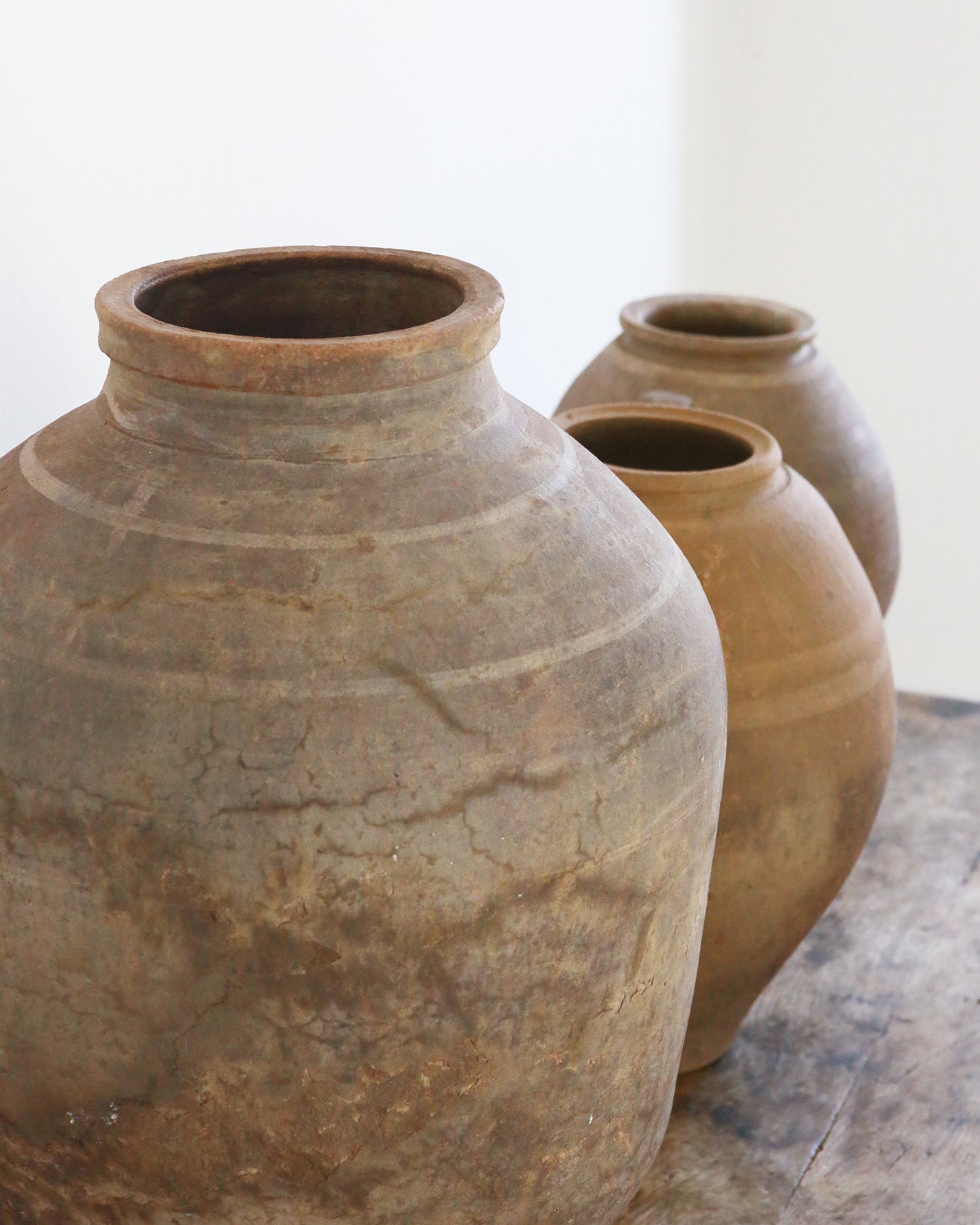 Collection of terracotta Turkish olive pots