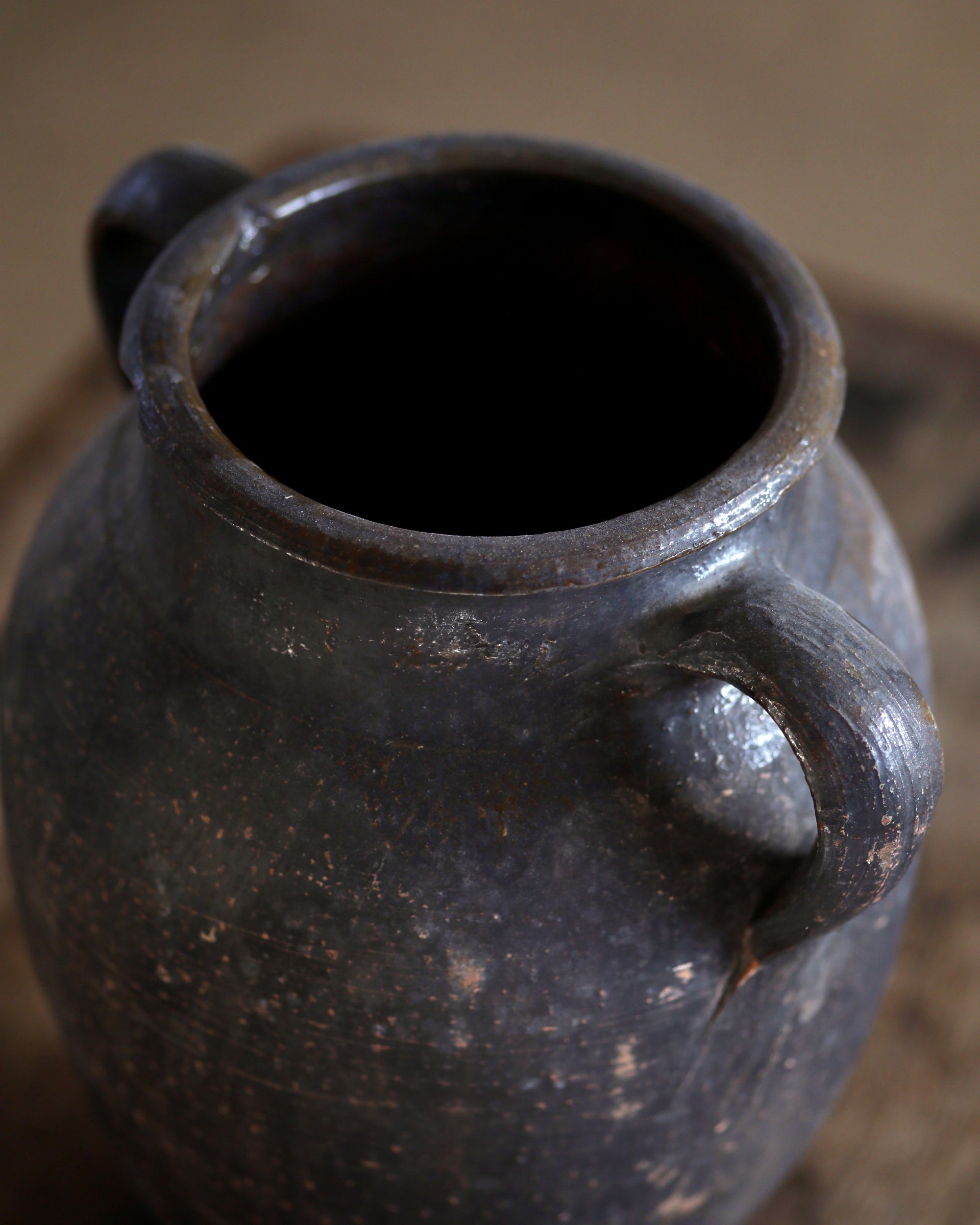 Close up of textured terracotta pot