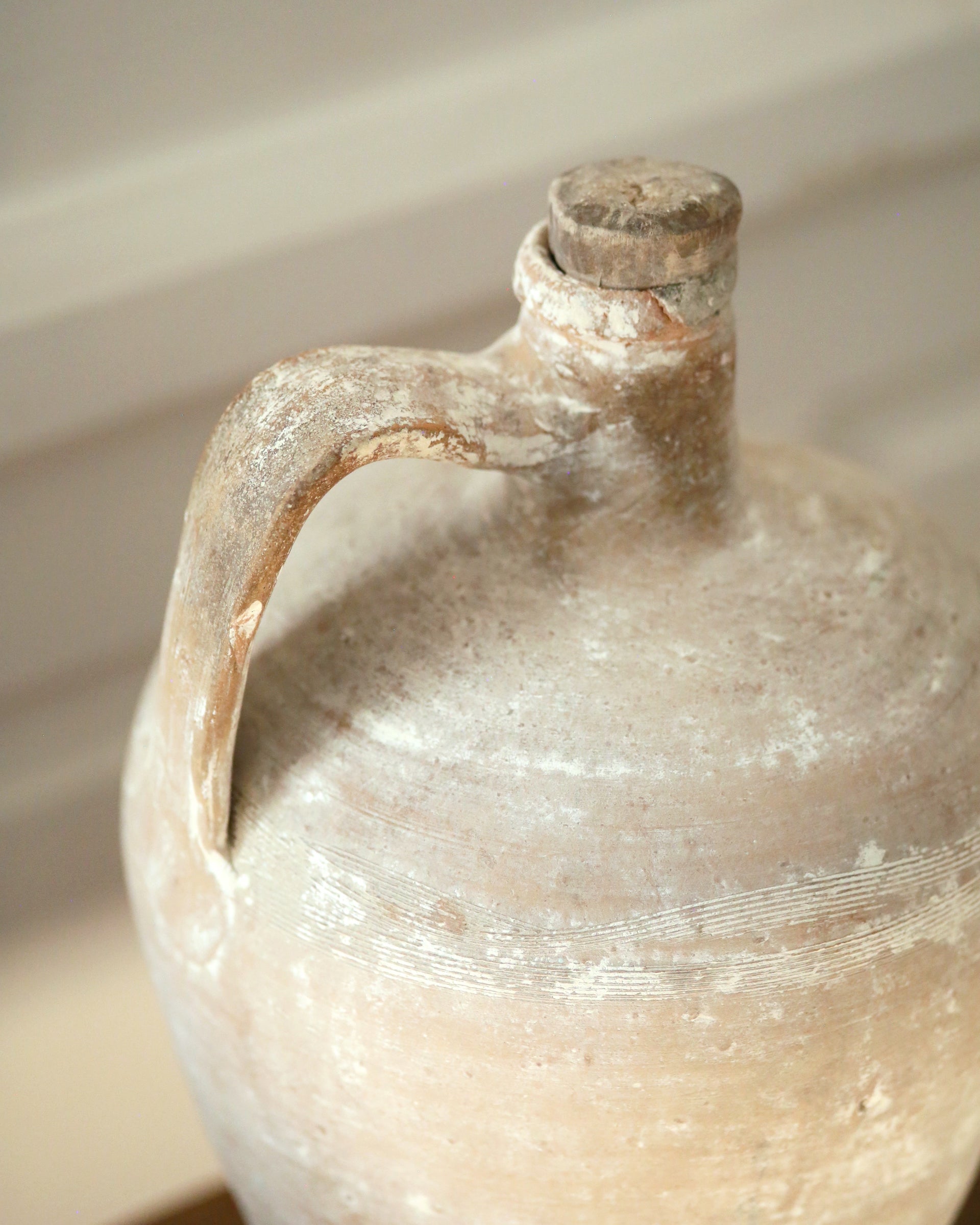 Antique whitewash terracotta pot with original stopper