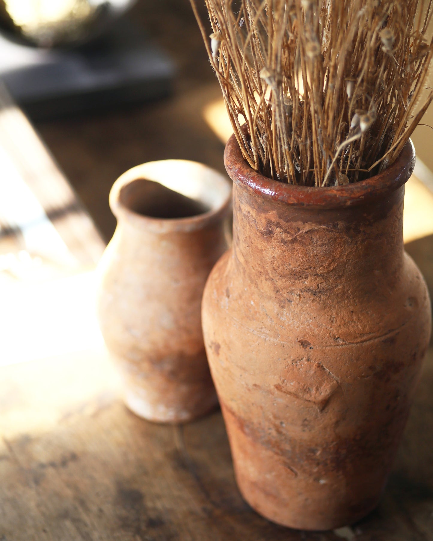 Rustic textured vintage terracotta vase