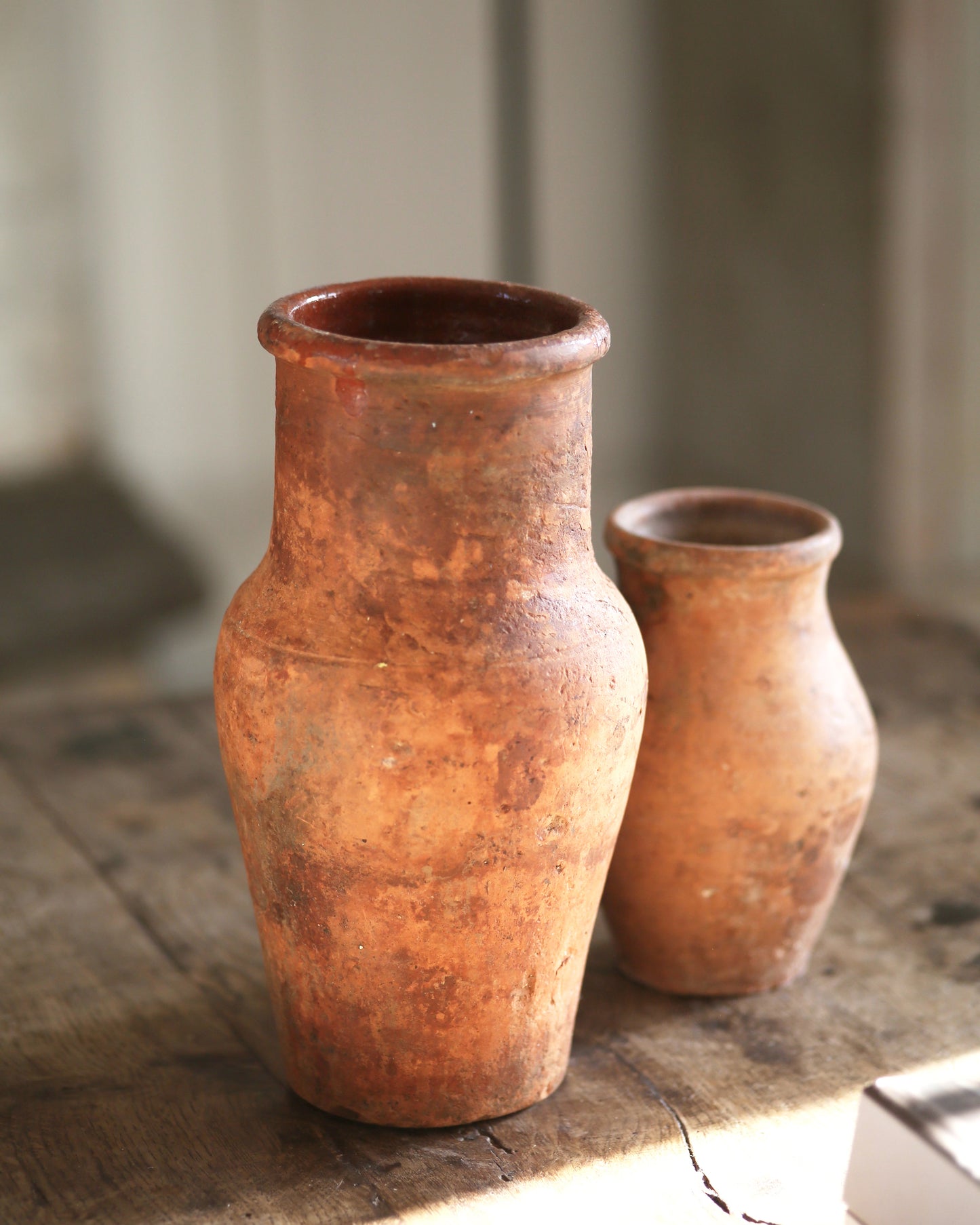 Close up of old clay pots