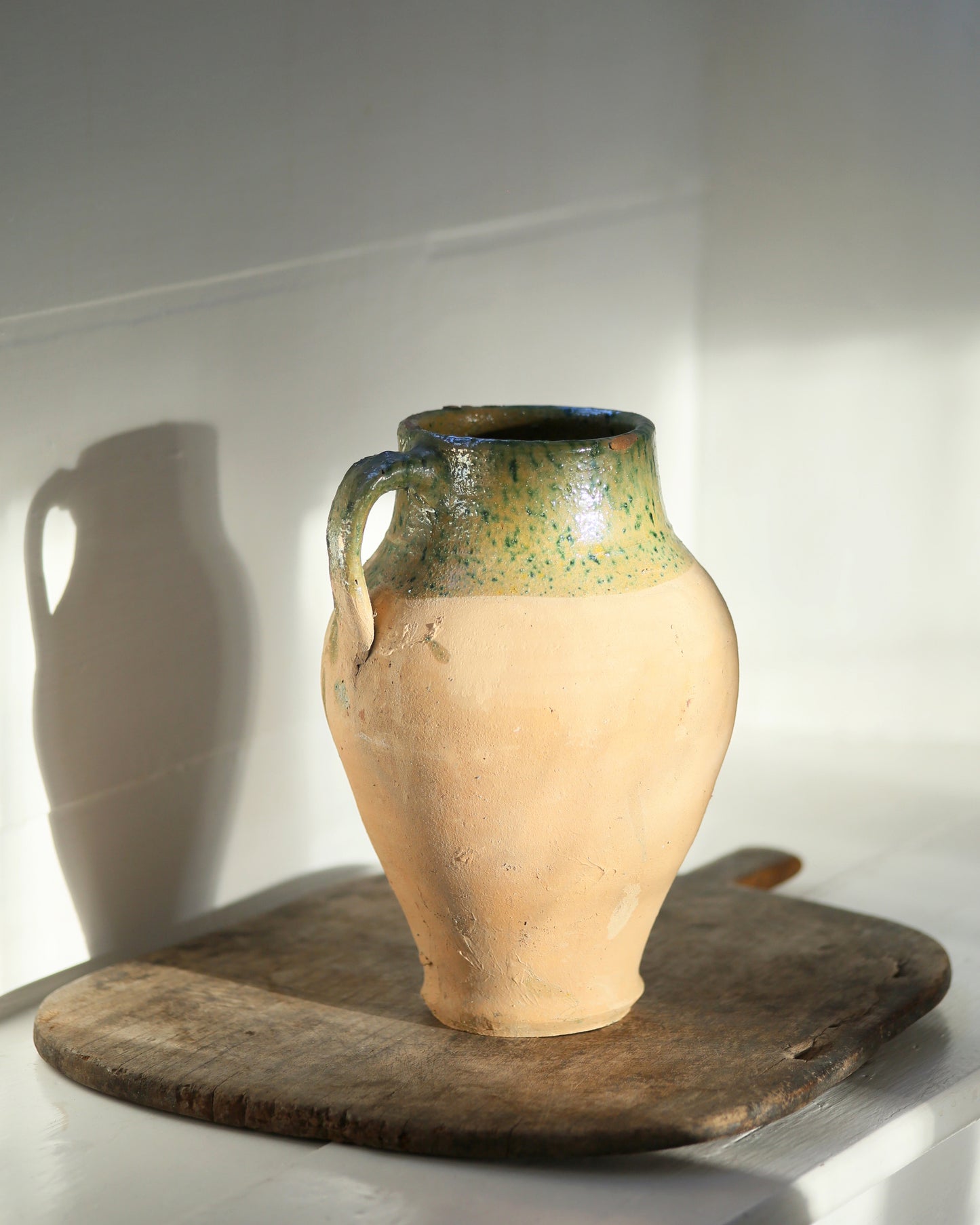 Light green glazed terracotta pitcher pot