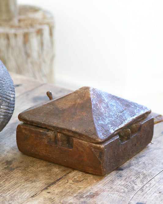 Pyramid shaped Indian wooden spice box