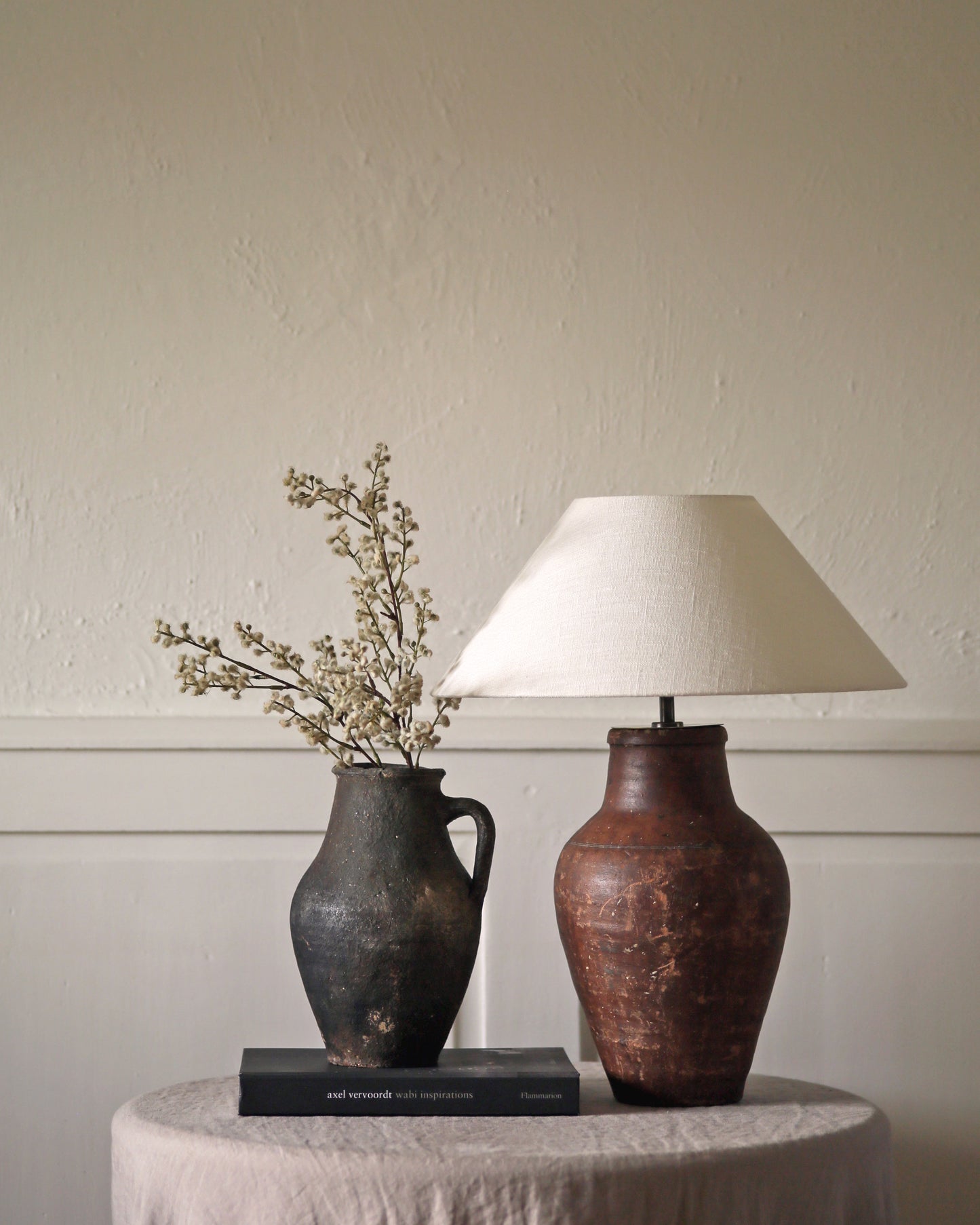 Antique pot and pot converted to table lamp