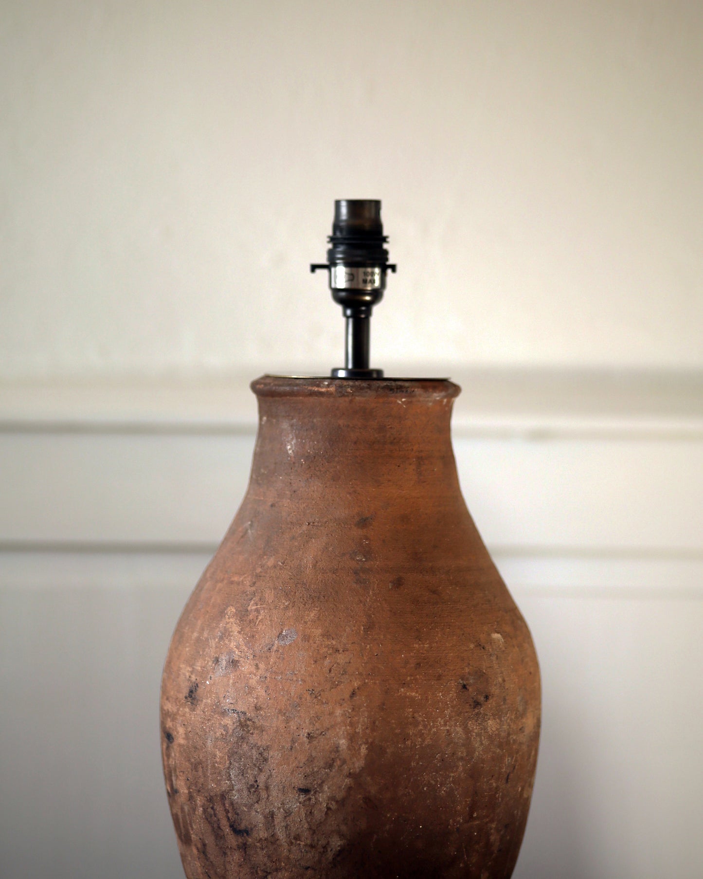 Authentic aged patina on terracotta pot table lamp base