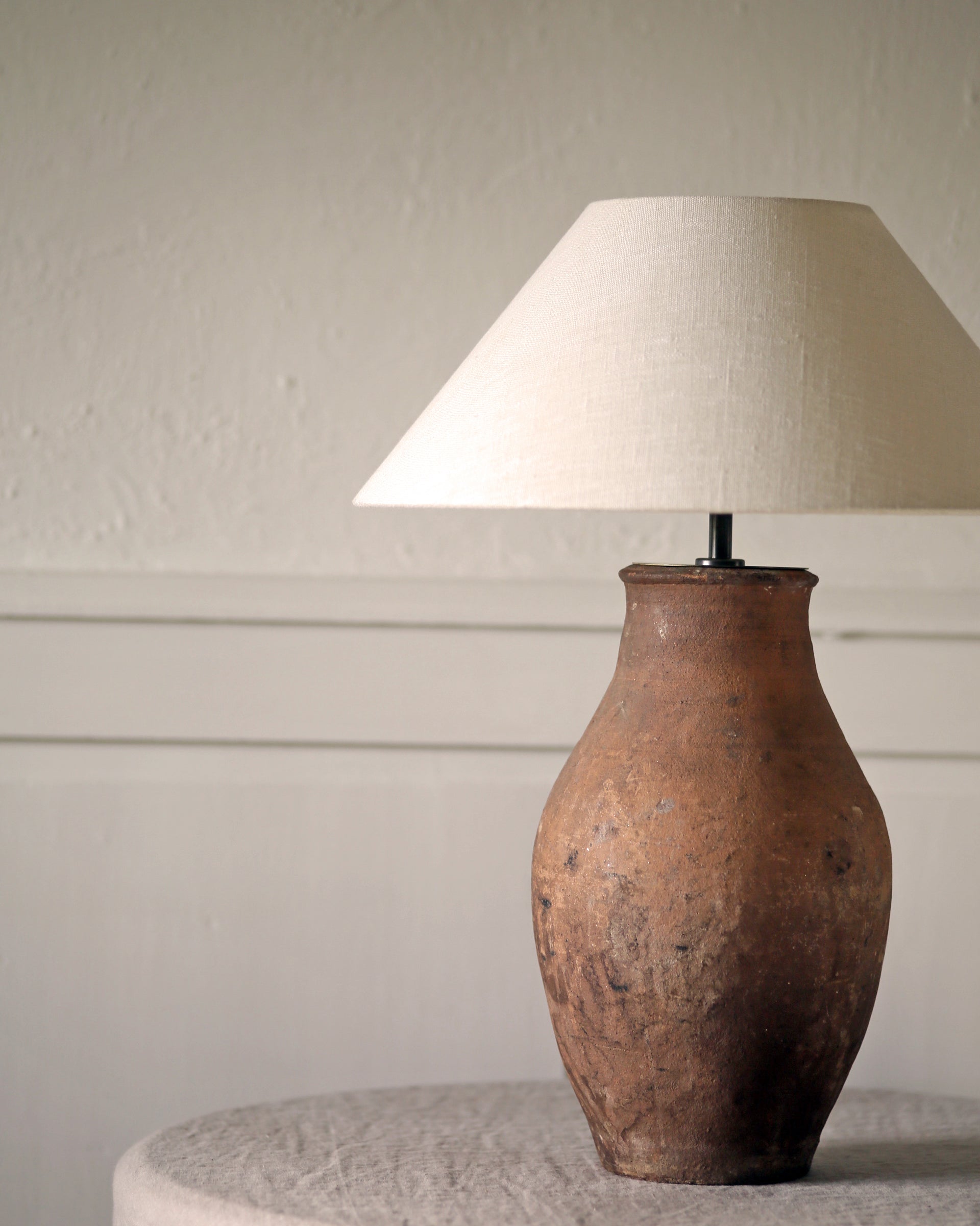 Naturally aged antique pot lamp