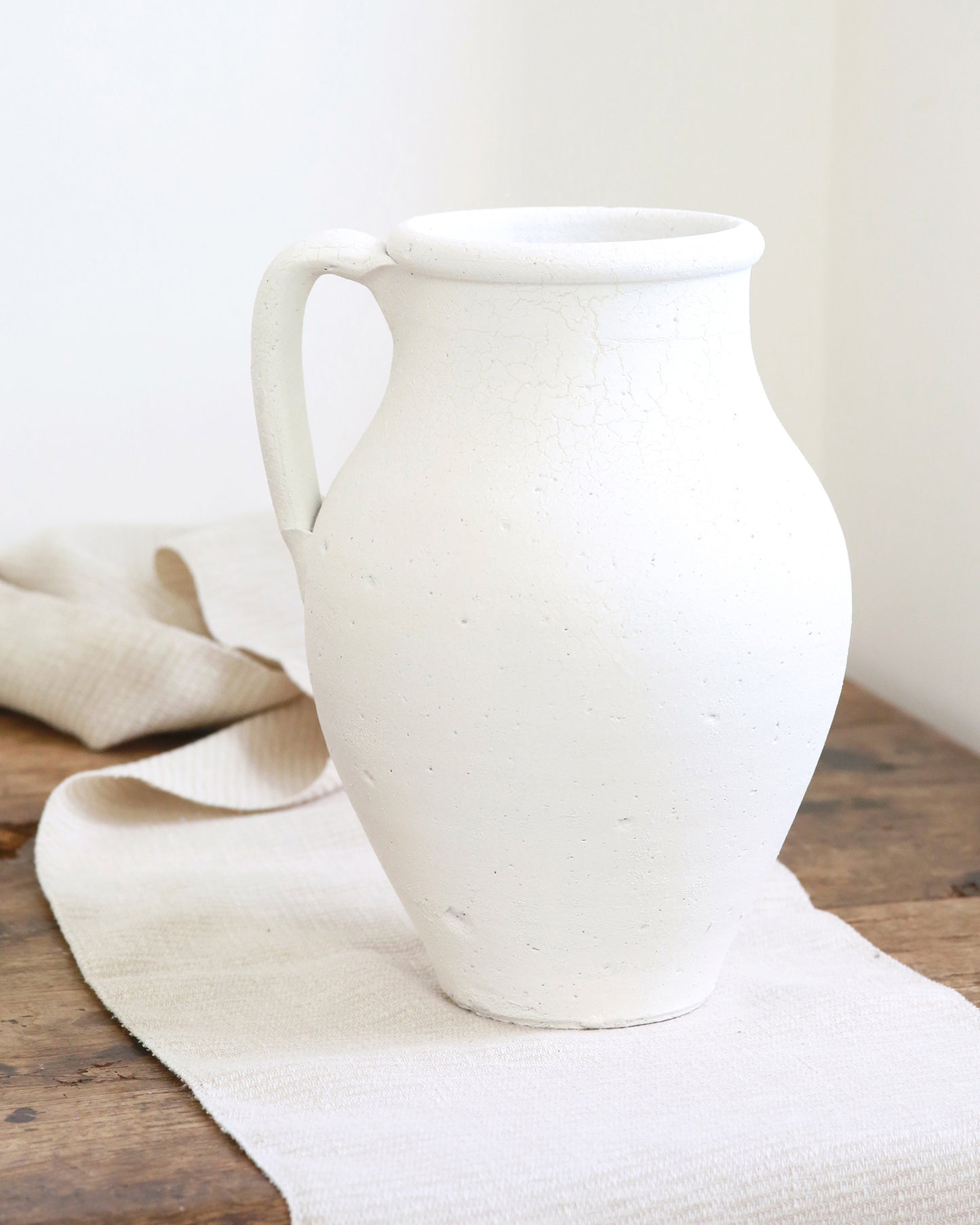 Chalk white vase jug with handle