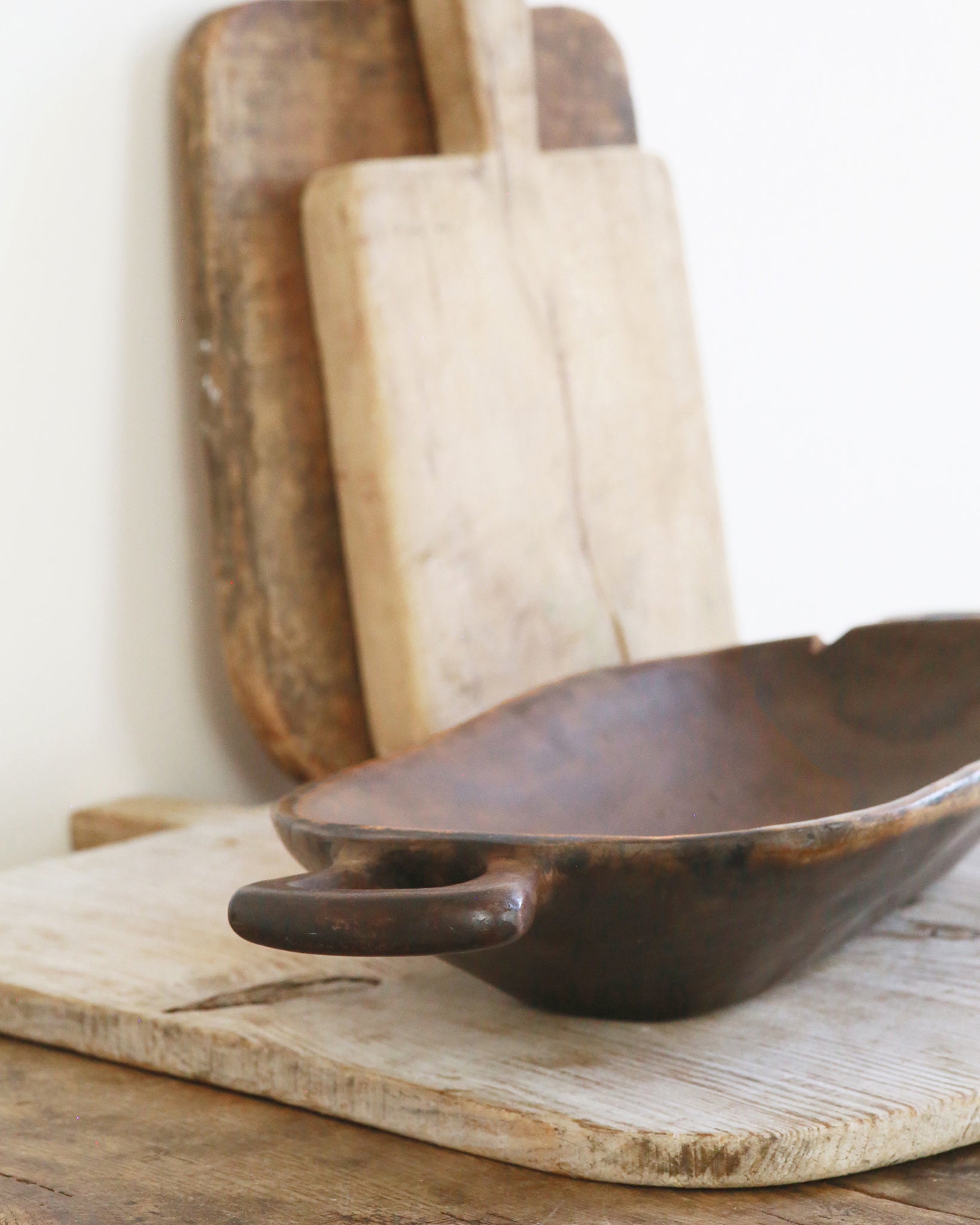 Dark wooden polished bowl with kitchen styling