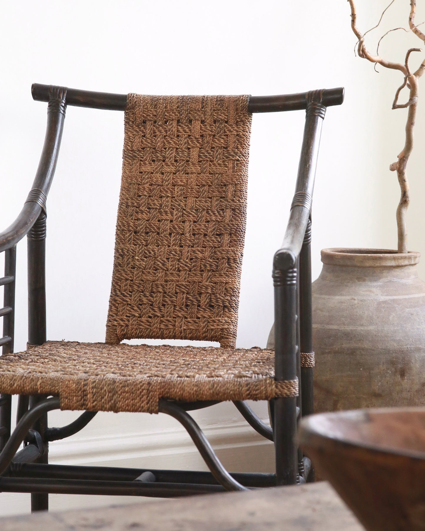 Balinese bamboo frame rope woven armchair