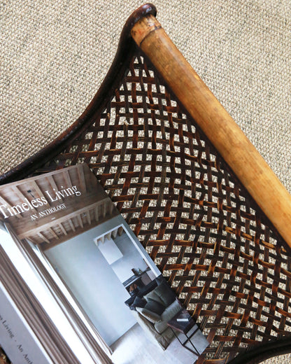 Woven cane and bamboo magazine holder