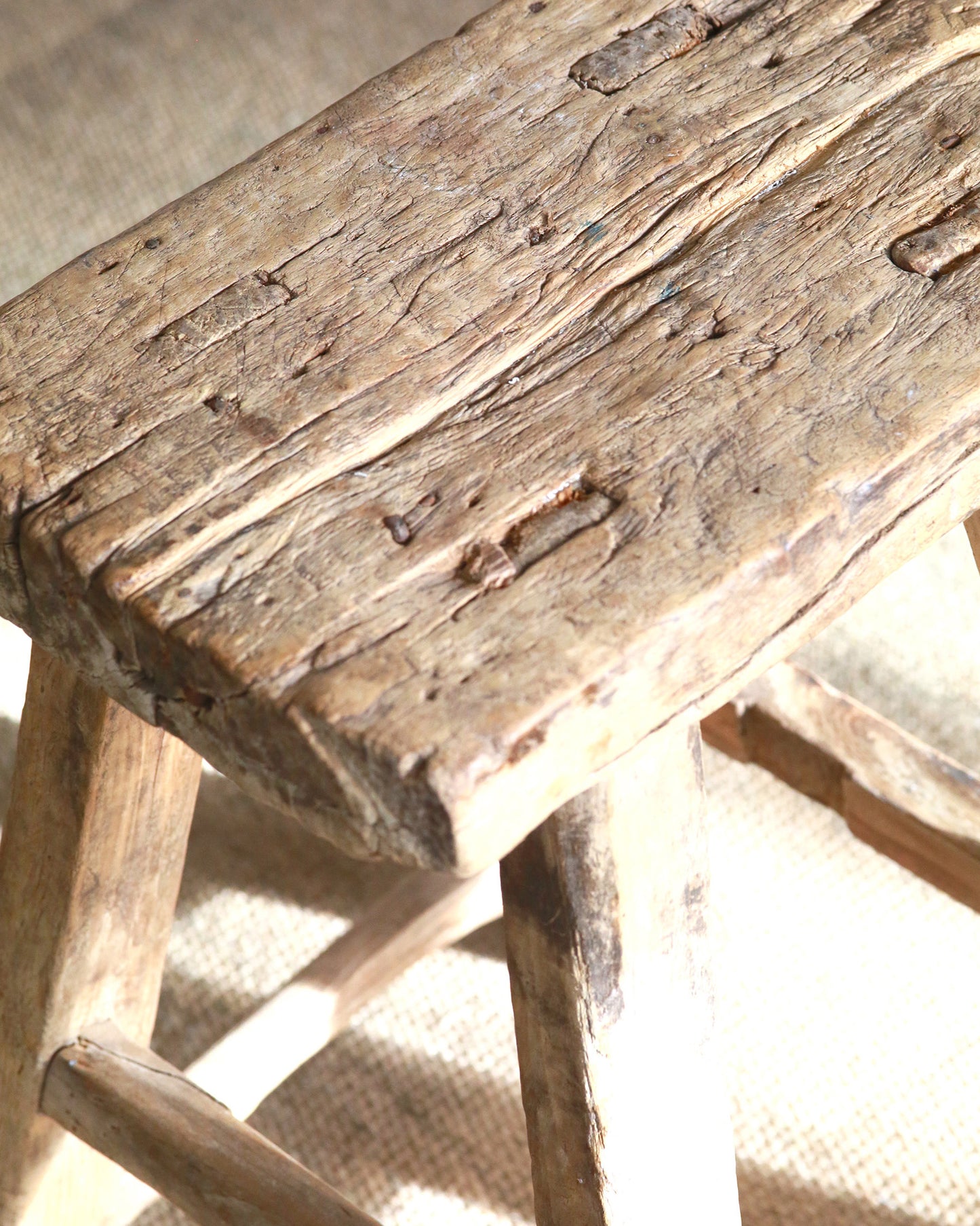 RUSTIC ELM STOOL