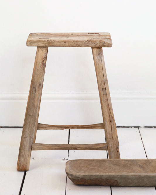 Rustic elm wood stool