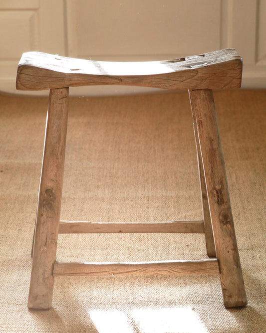 NARROW RUSTIC ELM STOOL