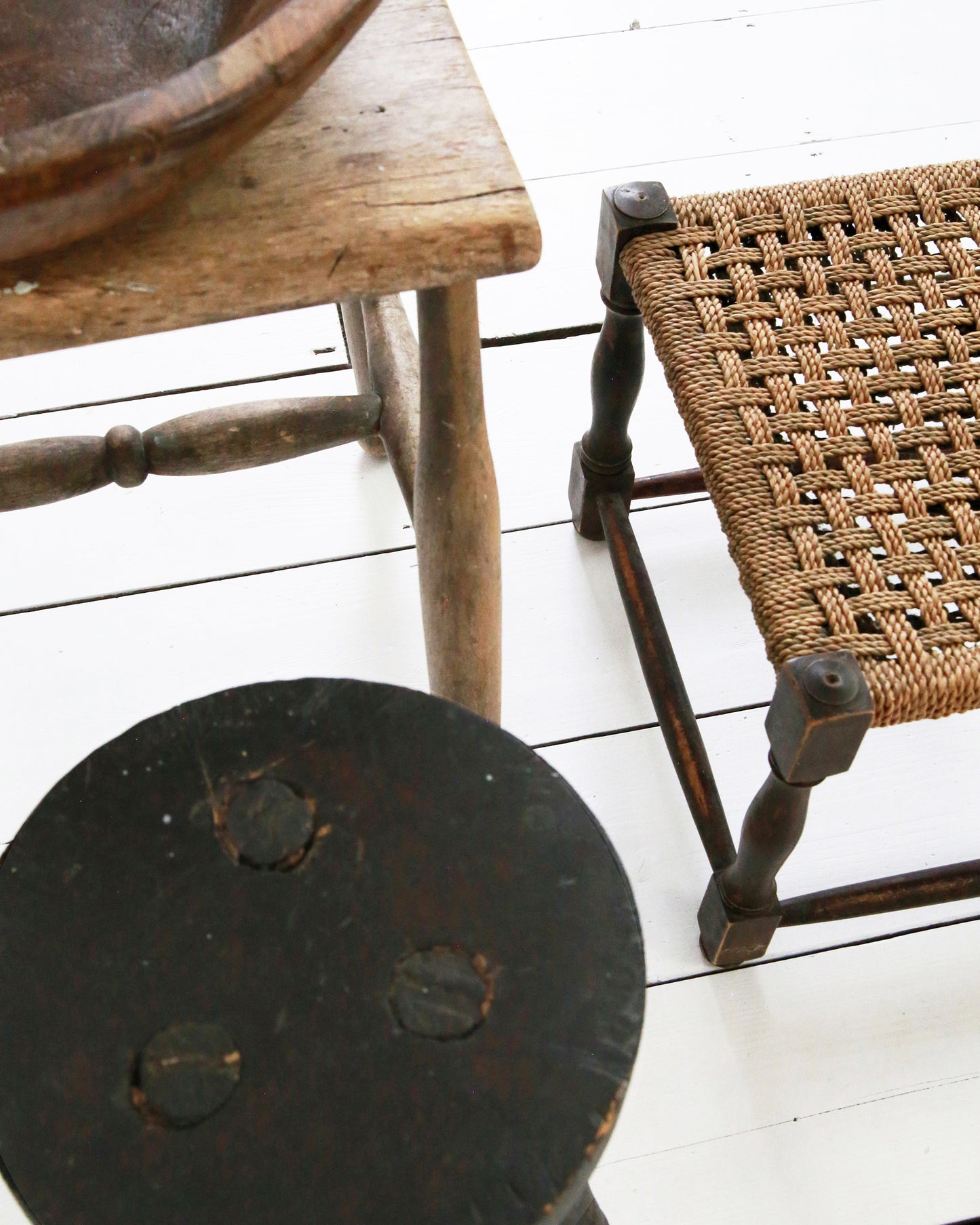 Collection of vintage preloved wooden stools