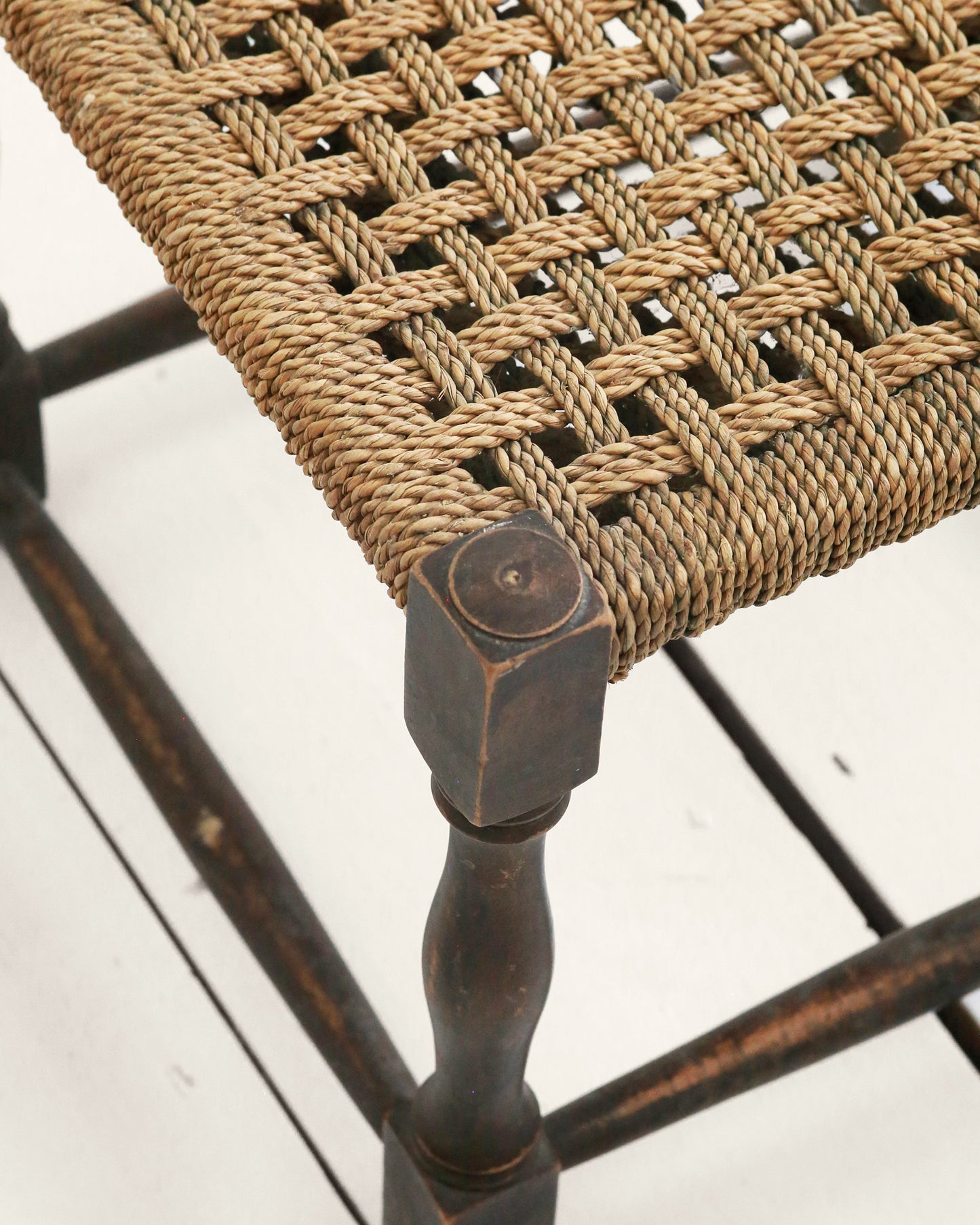 Carved wooden detail to vintage footstool