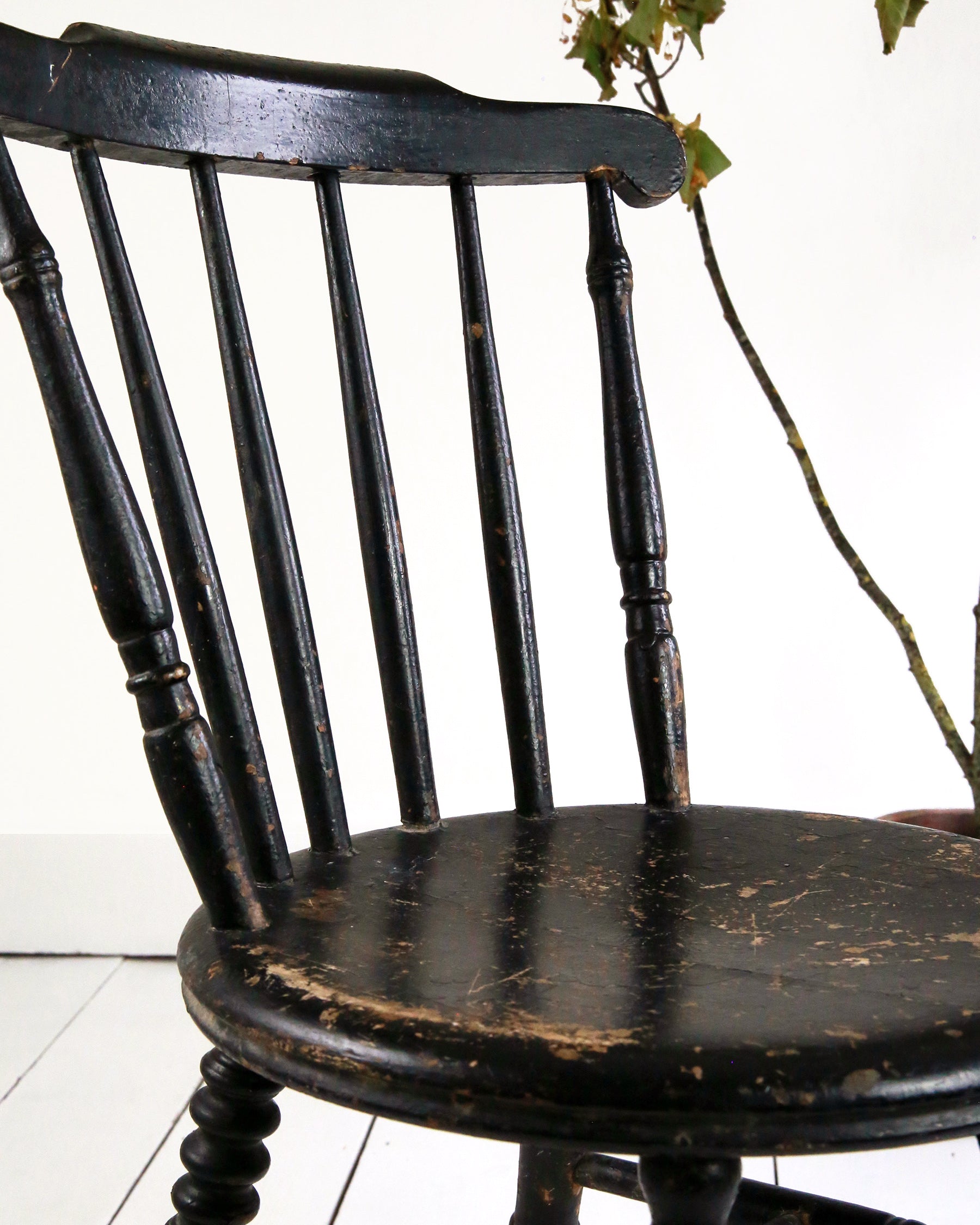 Ebonised Penny seat chair with authentic patina finish